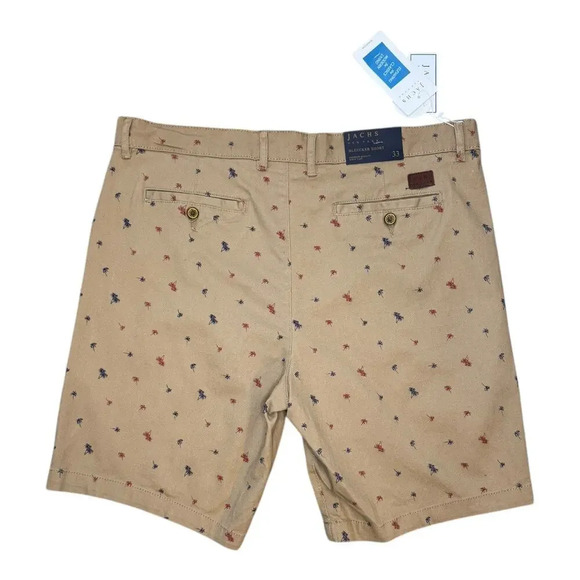 NEW Jachs NY Men's Chino Bleecker Shorts Size 33 Brown Palm Tree Embroidered NWT - Picture 2 of 5